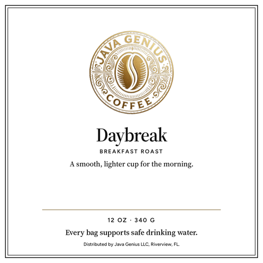 Daybreak coffee bag label